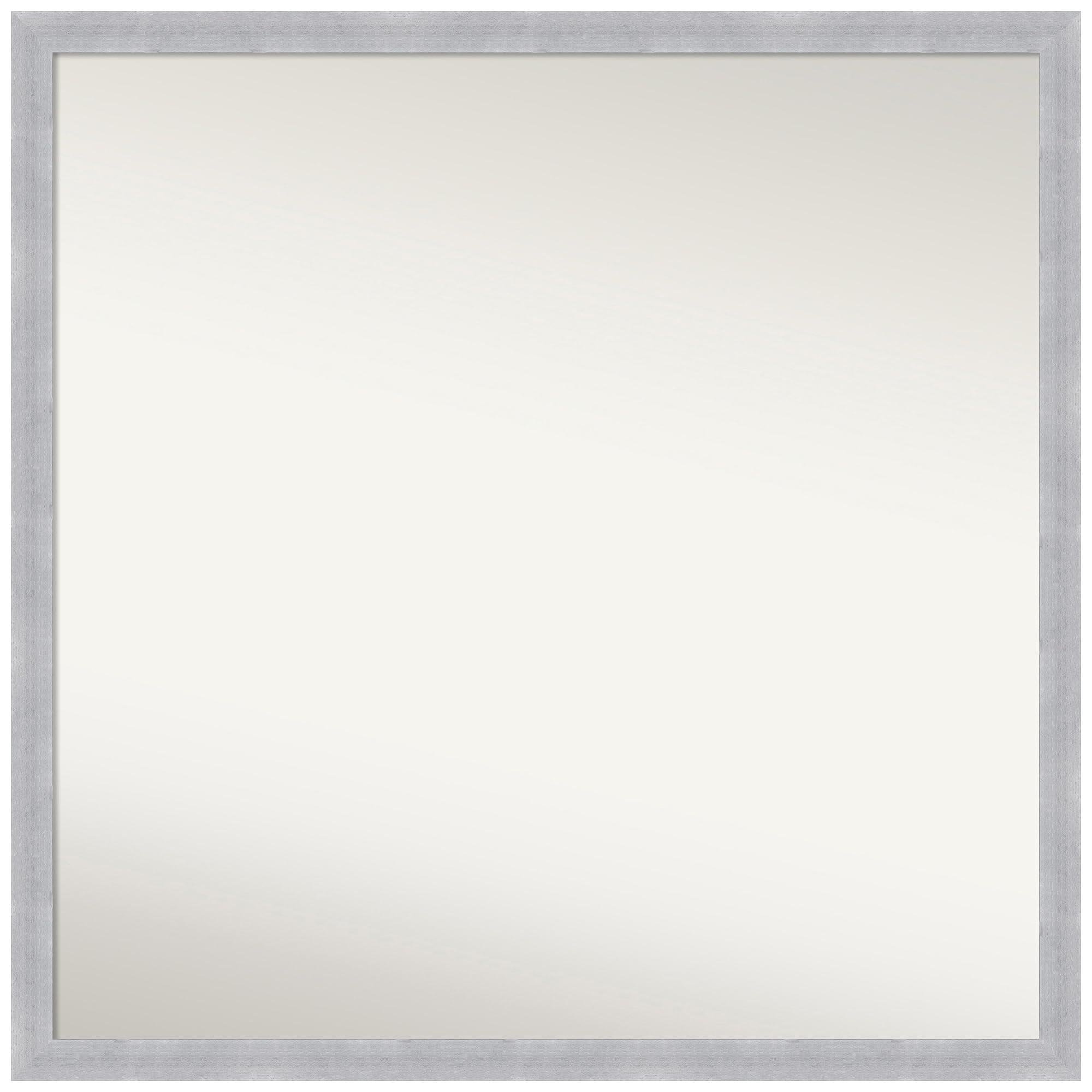 Amanti Art Amanti Art Custom Mirror, Grace Brushed Nickel Narrow Bathroom Mirror, Wall Mirror or Bathroom Vanity Mirror Over Sink (30 x 30 in.) Non-Beveled Mirror, Silver Mirror, Modern Mirror from WI, USA
