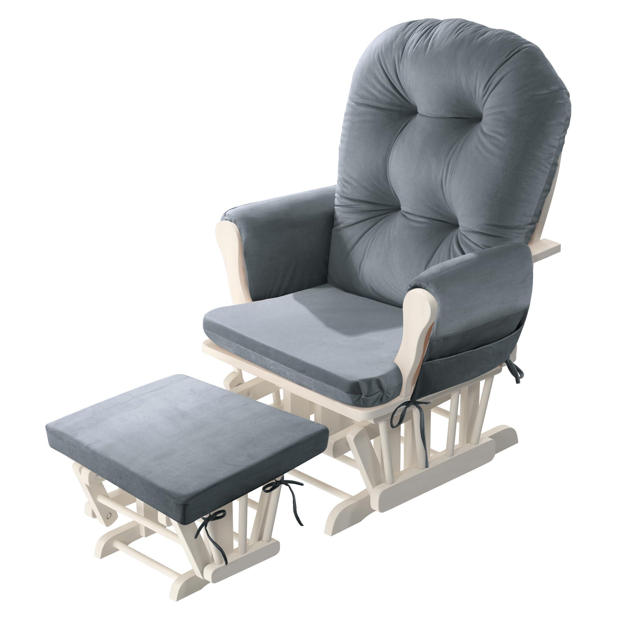 HOMBYS HOMBYS Glider Rocker Replacement Cushions 5 PCS with Storage Side Pocket, Velvet Fabric, Foam & Microfiber Filling, Non-slip & Washable,Thickened & Supportive, Designed for Glider Rocking Chair