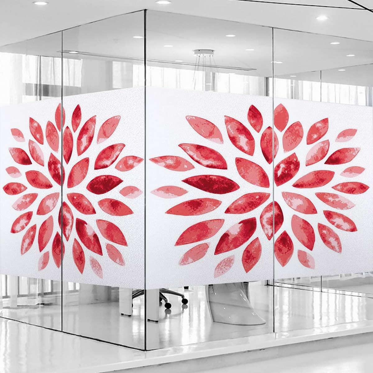 Generic Privacy Window Film Frosted Window Decorative Film Static Cling Window Sticker Glass Tinting Covering Nature Beauty Blossom 17.7Wx23.6L-inch x2 Pcs