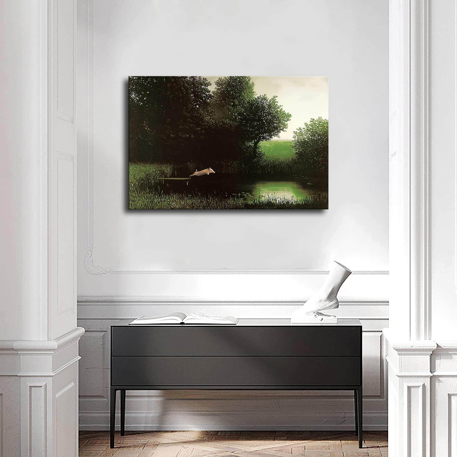 LINMEIQQ Peddler Diving Pig Michael Sowa Dock Flying Pig Animals Funny Poster Picture Art Print Canvas Wall Home Living Room Decor Mural Modern Classroom Kitchen Bedroom Aesthetics Decoration Boys Women Gift Unframed and Framed (08x12inch-No Framed)