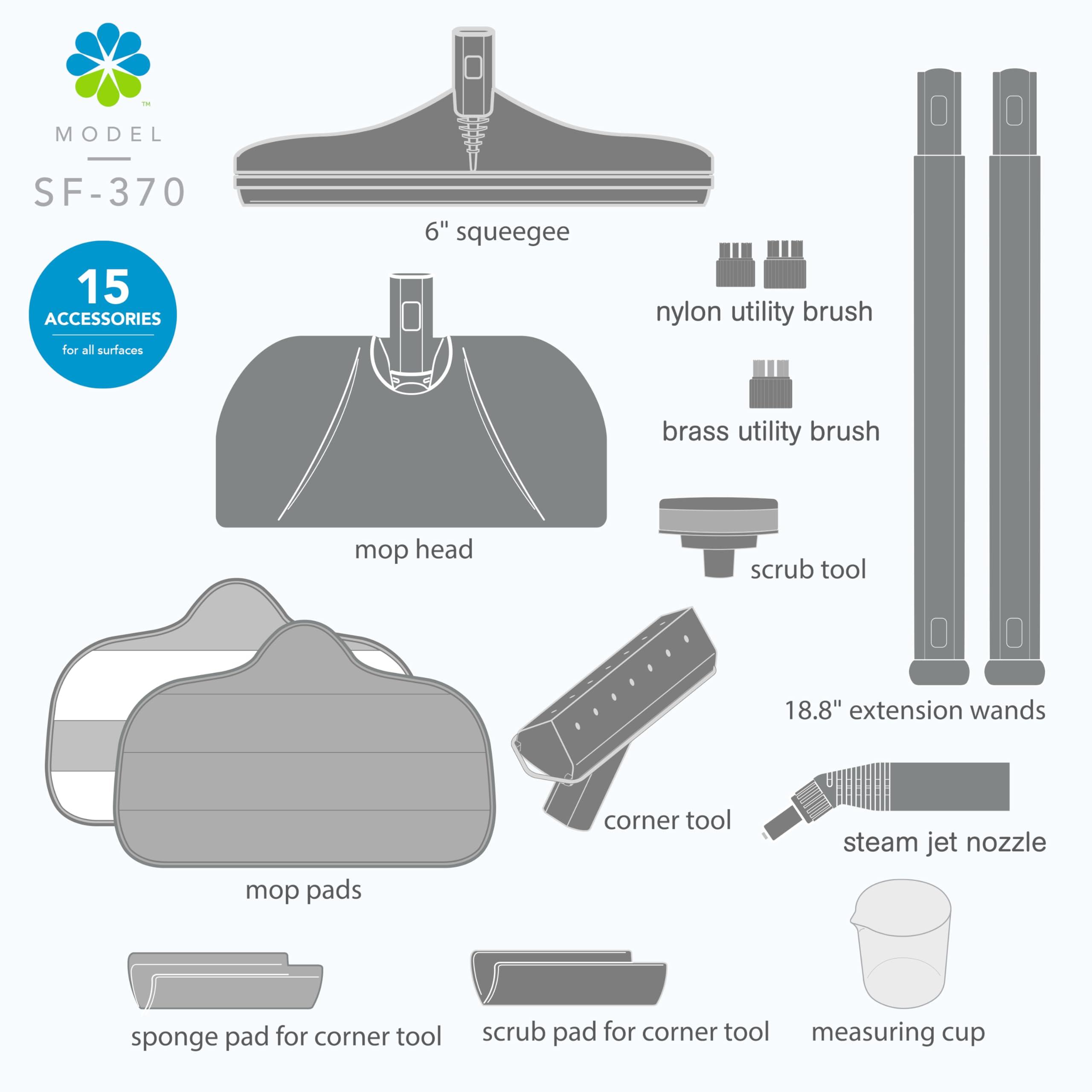 Steamfast Steamfast SF-370 Canister Cleaner with 15 Accessories-All-Natural, Chemical-Free Pressurized Steam Cleaning for Most Floors, Counters, Appliances, Windows, Autos, and More, 64 inches, White