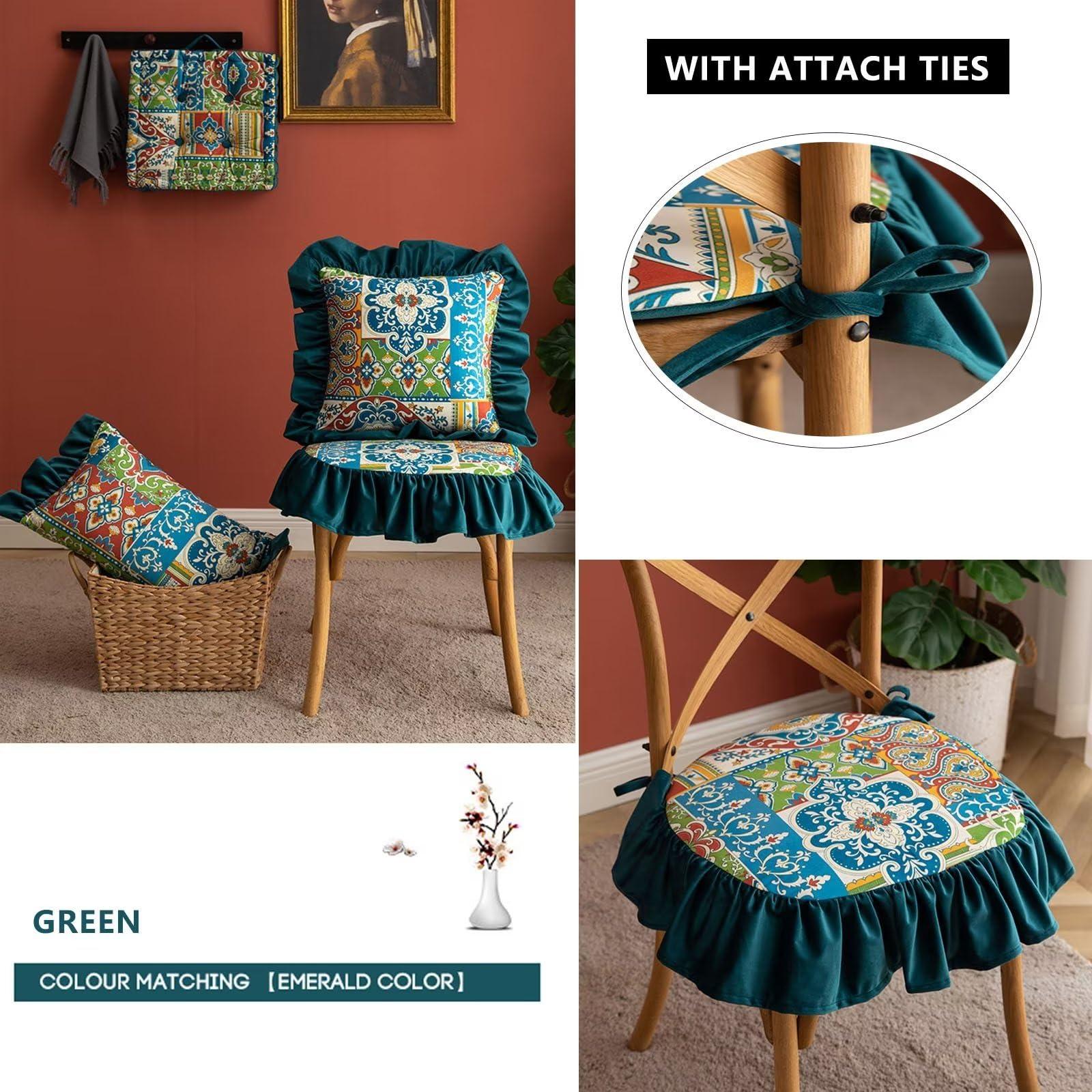 ZIBENE ZIBENE Chair Pad Cushions for Dining Chairs with Skirt, Chair Pads for Dining Chairs 6 Pack with Ties, 45x45 Seat Cushion for Kitchen Chairs Cushion, Cover Washable and Removable Pink