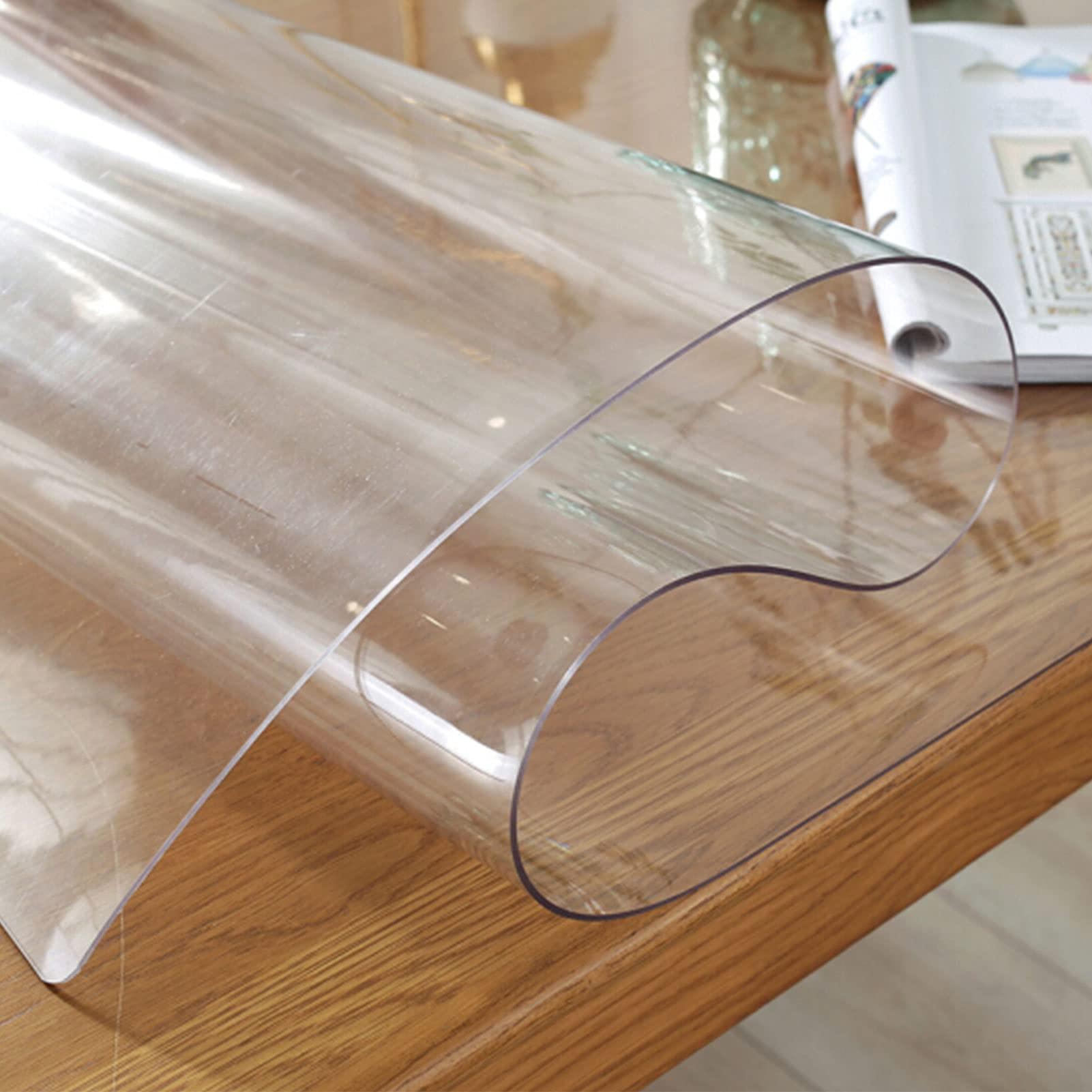 DTDMY Transparent Table Cover Protector Desk Pad Heat Resistant Clear PVC Table Cloth Protective Desk Top Vinyl Cloth Dining Room Protection Carpet Floor Pad/Table Clothes Rectangular