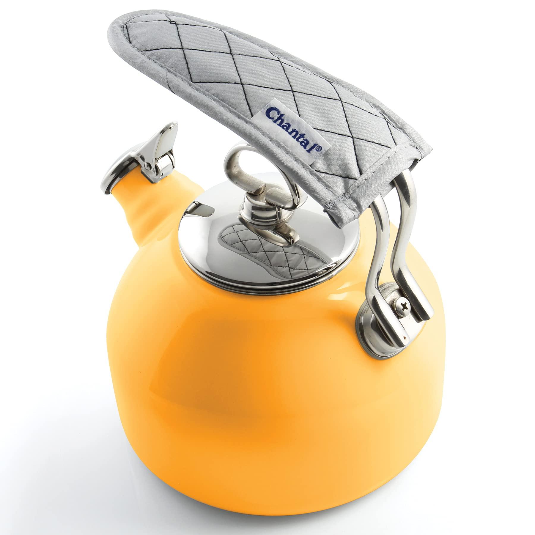 Chantal Chantal Classic Teakettle, 1.8 QT, Enamel On Steel, 2-Tone Harmonica Whistle, Rapid Boil and Even Heating (Marigold)