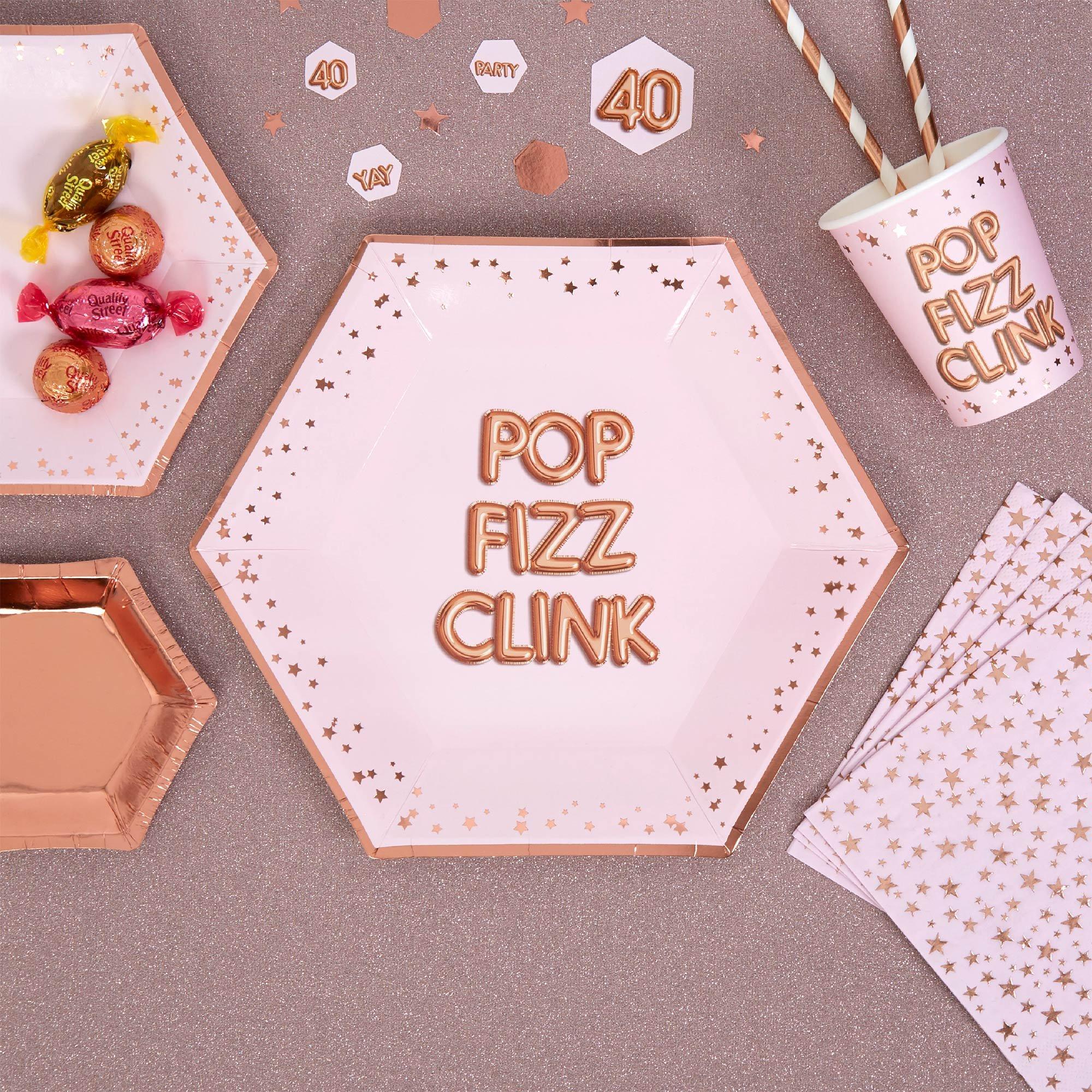 Neviti Neviti 773239 Glitz & Glamour - Plate - Large - Pink & Rose Gold - Pop Fizz Clink Paper