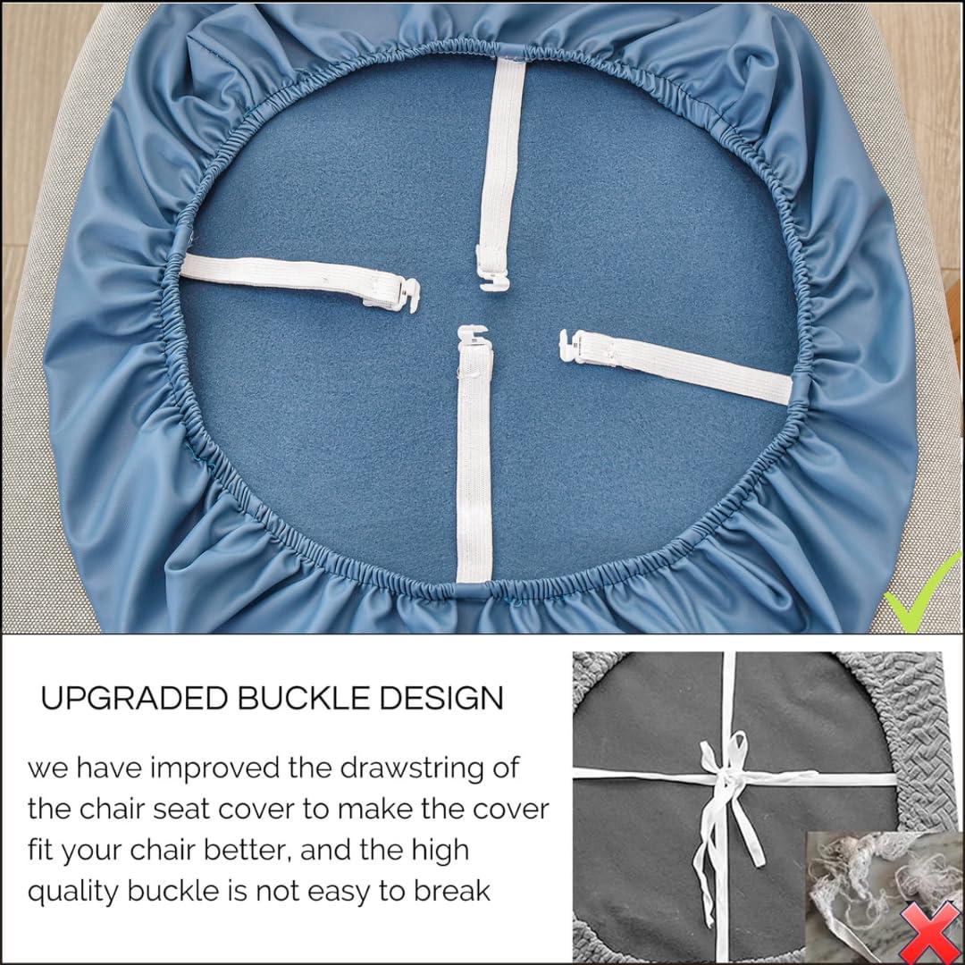 SearchI SearchI Waterproof PU Leather Seat Covers for Dining Chairs, 4 Pack Stretch Dining Room Chair Seat Covers, Kitchen Chair Seat Covers Protectors (Blue)