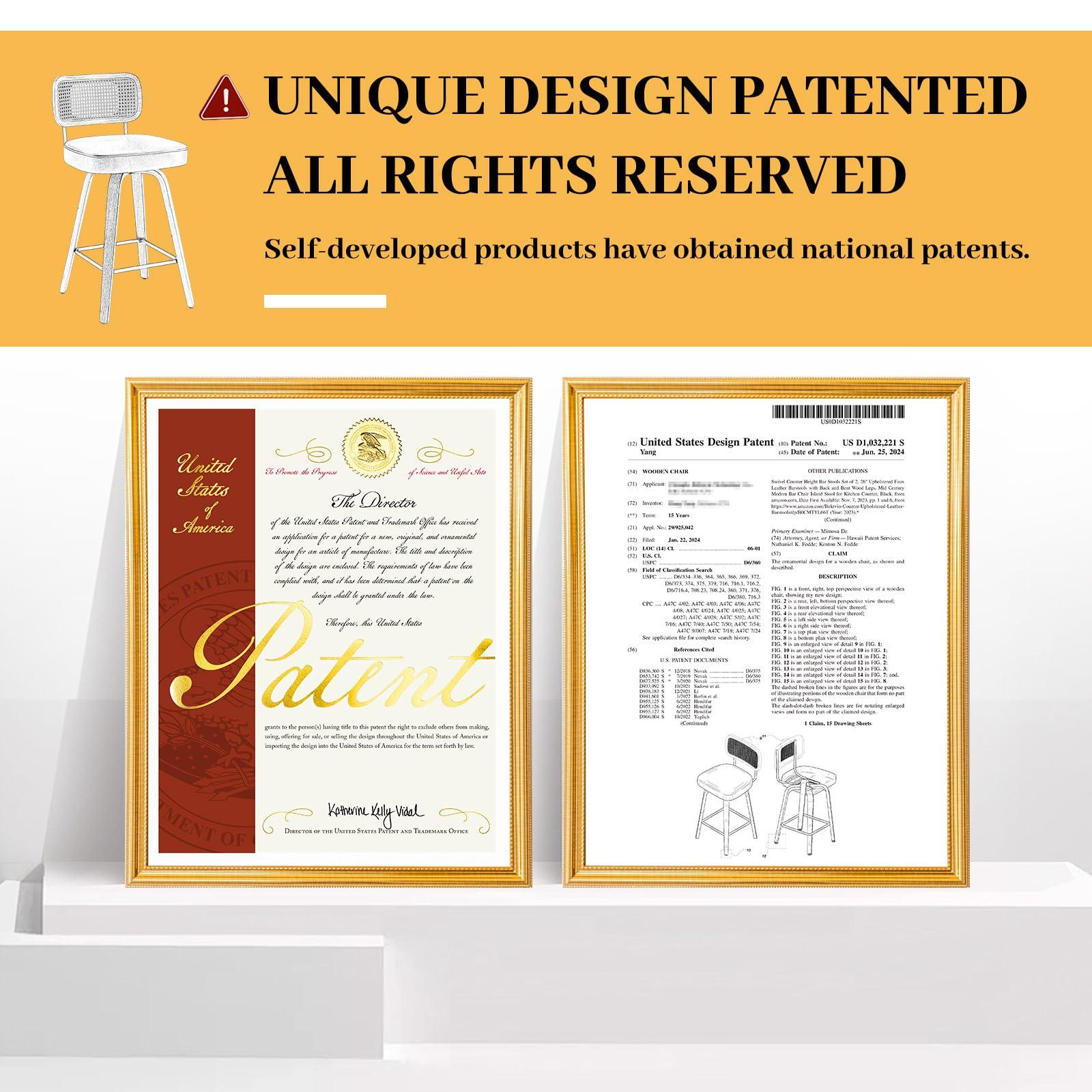 Bekrvio Bekrvio Swivel Counter Height Bar Stools Set of 3, 26\" Upholstered Faux Leather Barstools with Back and Bent Wood Legs, Mid Century Modern Bar Chair Island Stool for Kitchen Counter, Black