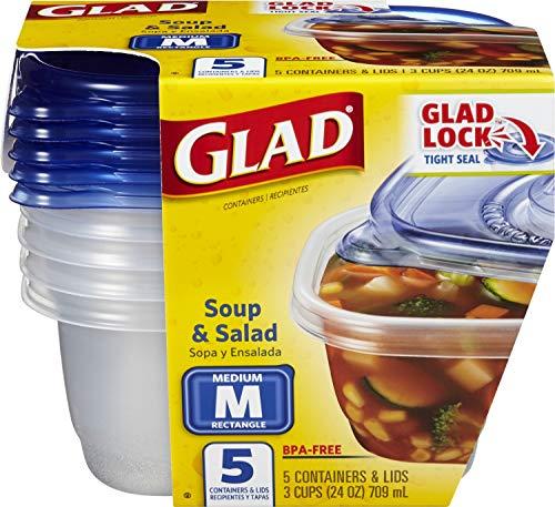 Glad Glad Food Storage Containers, 24 oz, 5 Count