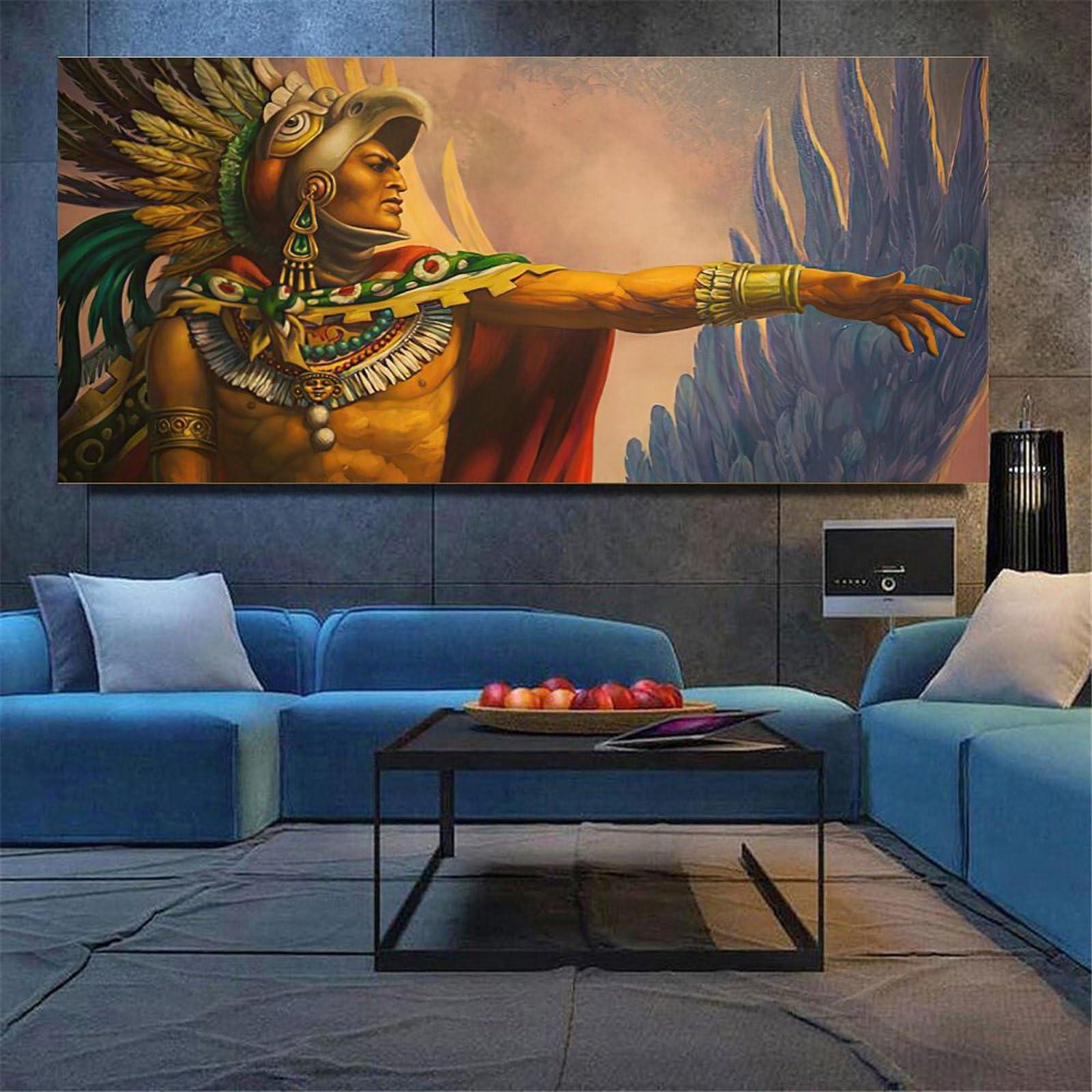 AAHARYA AAHARYA Aztec Warrior Canvas Art Poster And Wall Art Picture Canvas Painting Posters And Prints Wall Art Pictures for Living Room Bedroom Decor 20x40inch(50x100cm) Unframe-style