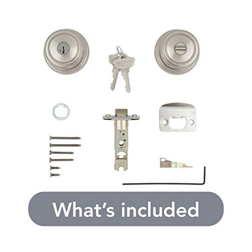 Baldwin Baldwin Alcott, Entry Door Knob Handle with Keyed Lock Featuring SmartKey Re-key Technology and Microban Protection, in Satin Nickel