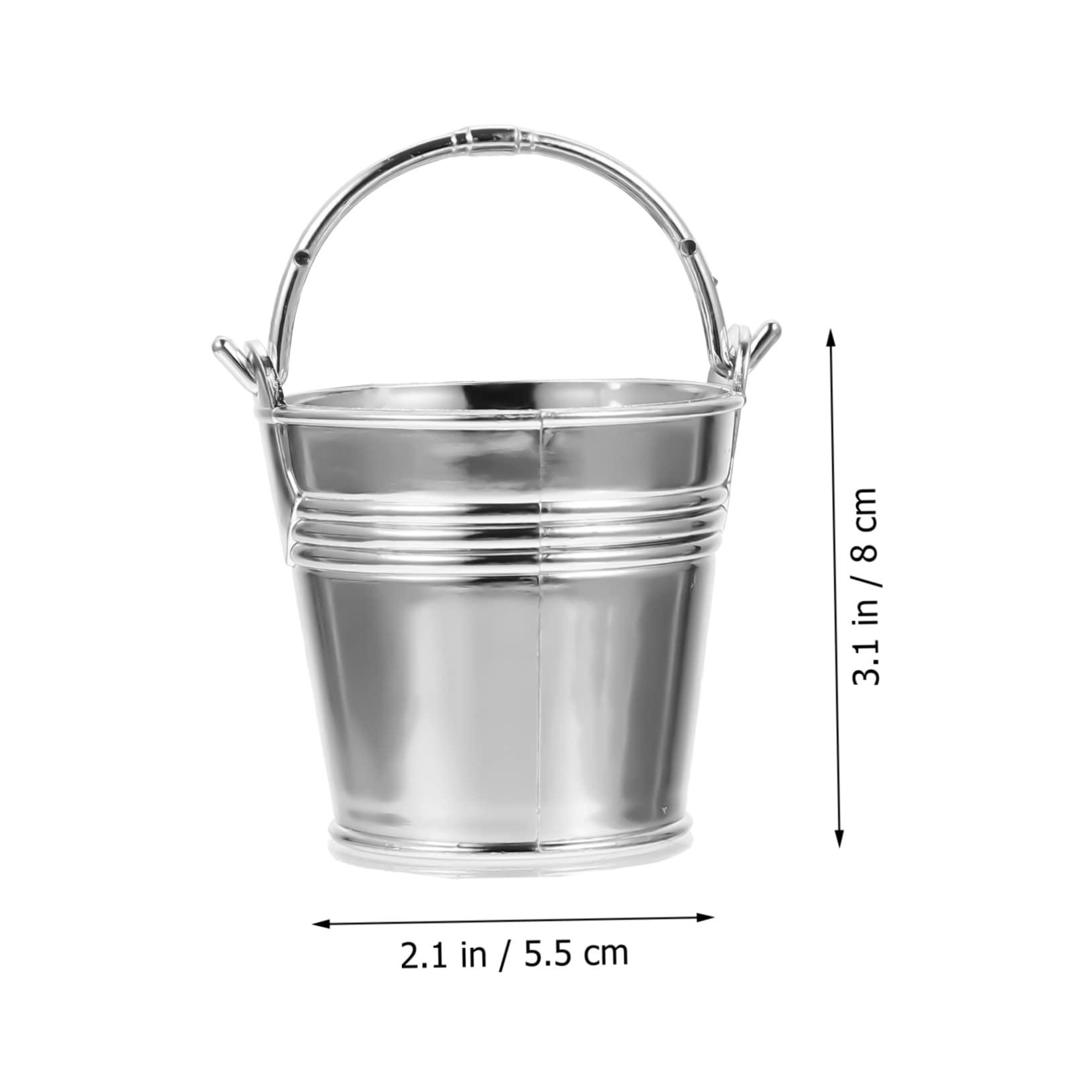 MERRYHAPY MERRYHAPY 10pcs Snack Bucket Maple Syrup Candy Mini Pail Jars Popcorn Grease Container Candy Tray Wicker Test Tube Holder Dispenser Foldable Mini Galvanized Buckets Basket Kit Silver Plastic