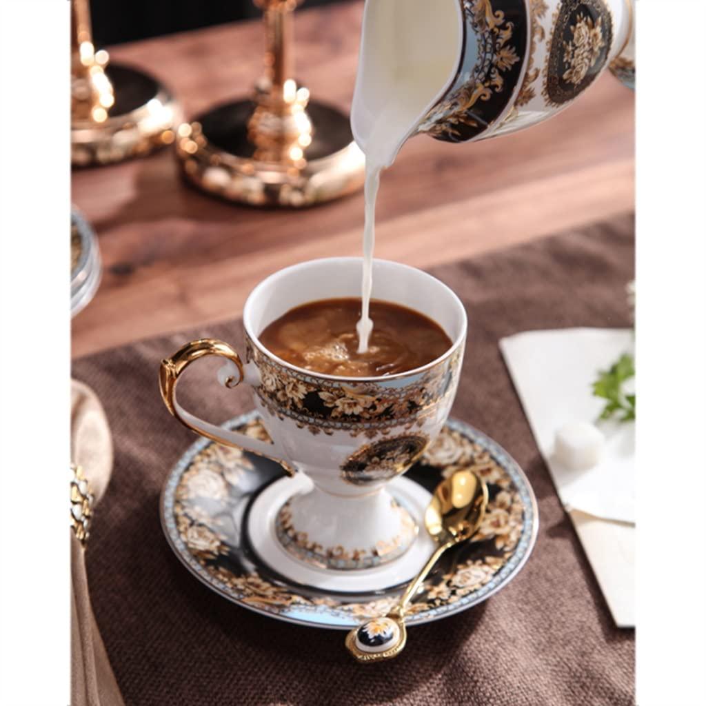 efkerggjgtgtgjhpwelp Tea Cup Set Porcelain Tea Cup Set Ceramic Coffee Tea Gift Sets wiith Cups Saucer and Spoons Service Flower Tea Cup (2 pcs) ()