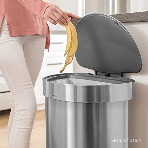 simplehuman simplehuman 45 Liter/ 12 Gallon Semi-Round Hands-Free Step Trash Can, Brushed