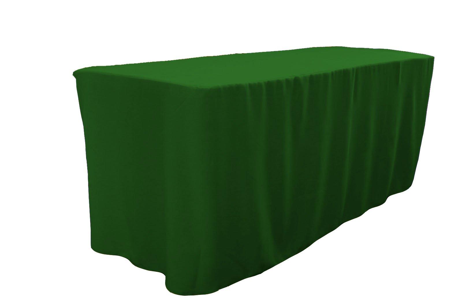 LA Linen LA Linen Polyester Poplin Fitted Tablecloth, 72"L x 30"W x 30"H, Emerald Green