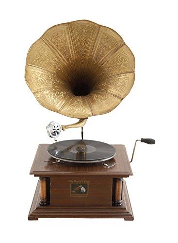 Deco 79 Deco 79 Wood Functional Gramophone with Record, 18" x 16" x 28", Brown
