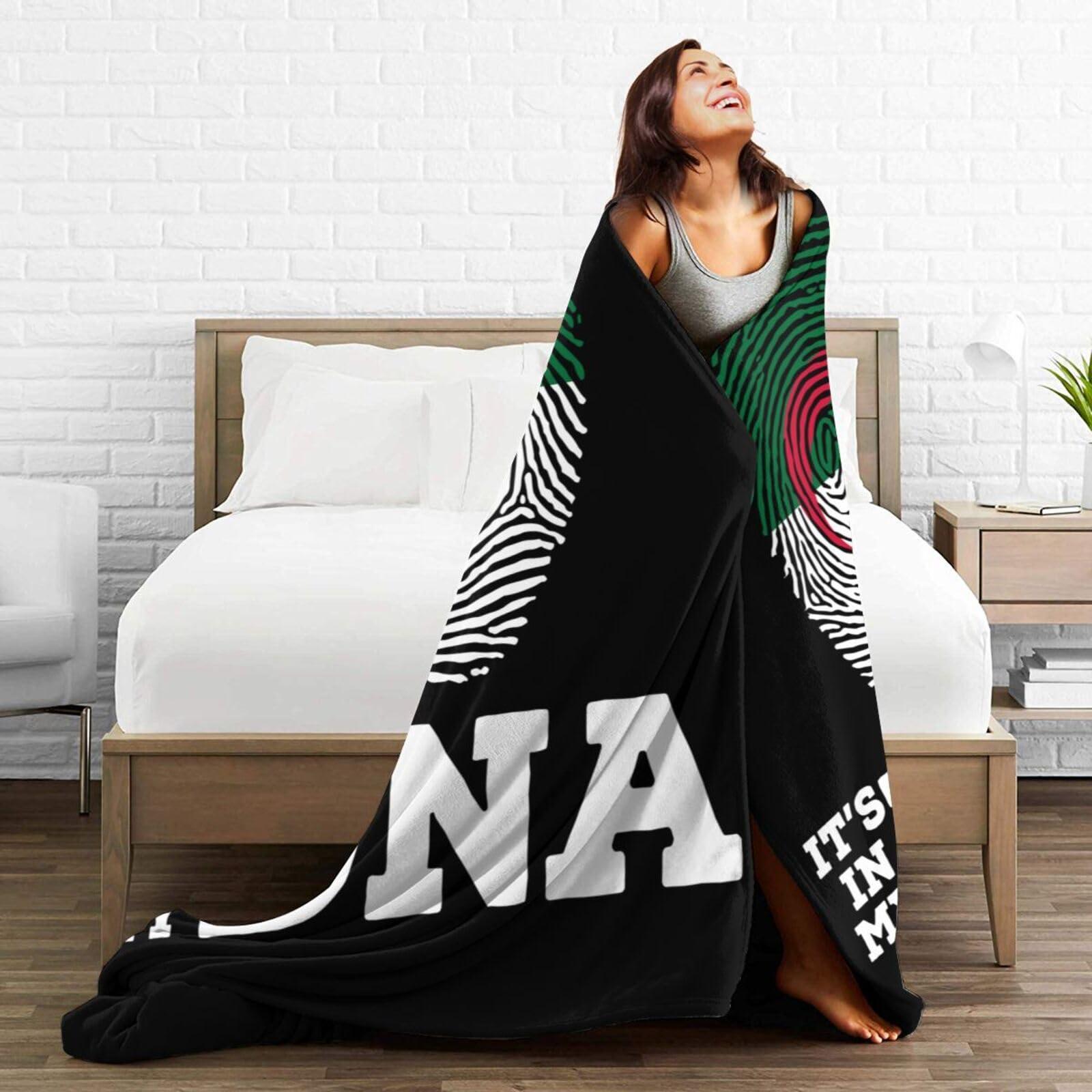 KOSPOGO Algeria It\'s in My DNA Throw Blanket for Couch 60\"x50\" Bed Sofa Super Soft Cozy Blanket Flannel Blankets & Throws