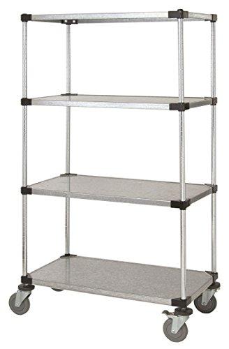 Omega 24" Deep x 48" Wide x 86" High 4 Tier Solid Galvanized Mobile Shelving Unit with 1200 lb Capacity