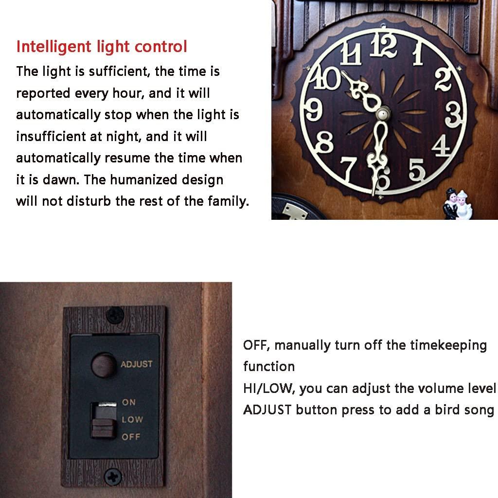 Y-kaiwen Cuckoo Clocks for Wall Bird Clock for Kitchen Modern Living Room Wall Clock Handcrafted Wood Cuckoo Clock Wall Decor (Color : Brown, Size : Digital dial 38 * 84cm)