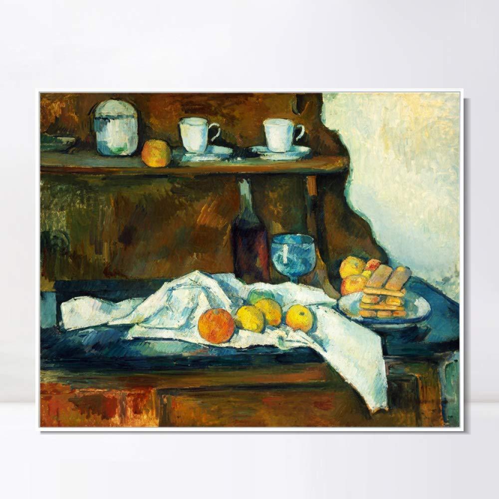 INVIN ART INVIN ART Framed Canvas Giclee Print Art The Buffet by Paul Cezanne Wall Art Living Room Home Office Decorations(White Slim Frame,20"x24")