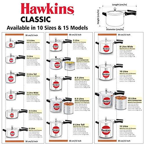 HAWKINS Hawkins Classic Aluminum Pressure Cooker, 4 Litre