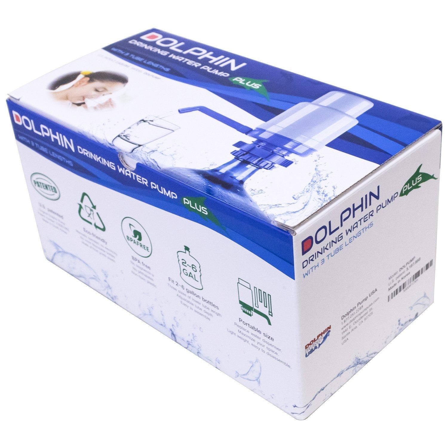 TERA PUMP Improved Generation Dolphin Water Bottle Pump with 4 Tubes Fits Most 2 to 6 Gallon Cooler Excluding Glass (NO BPA)