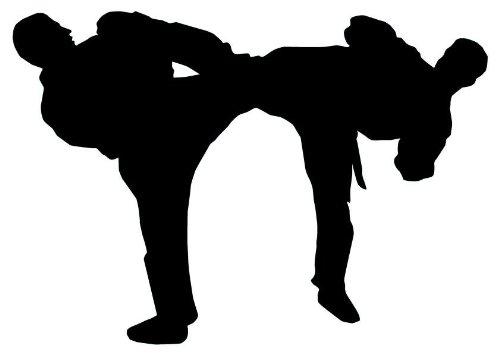 Wallmonkeys Wallmonkeys WM80524 Karate Sparring Silhouette-1 Peel and Stick Wall Decals, 60\" W x 42\" H-Jumbo