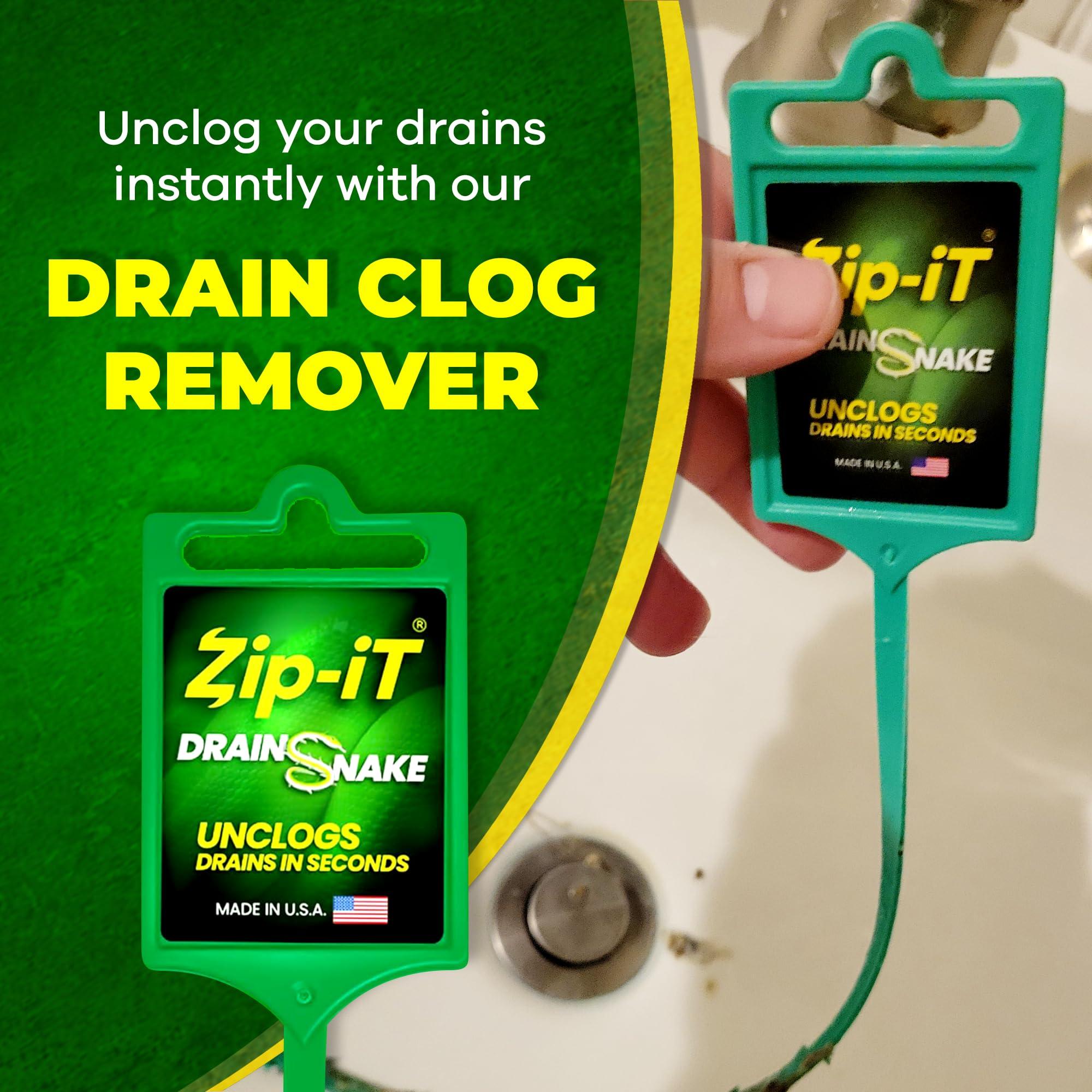 Zip-It The original Zip-It Hair Clog Remover 25-inch Overall Length Drain Snake Cleaner (3-Pack), Unclog Your Sink, Shower, & Tub Drain In Seconds Non-toxic, Made in the USA