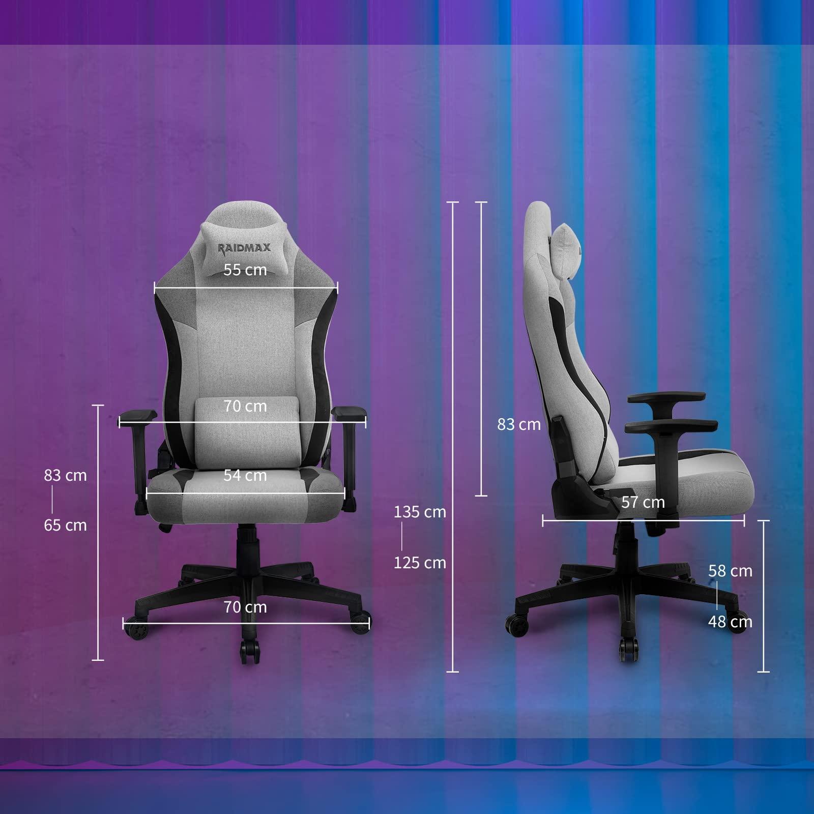 Raidmax Raidmax DK802 Series Computer-Gaming-Chairs, Soft Breathable Fabric All Day Gaming Chair, Heavy Duty Gas Lift and Metal Base, Magnetic Head Pillow, Lumbar Support Pillow (Pink)