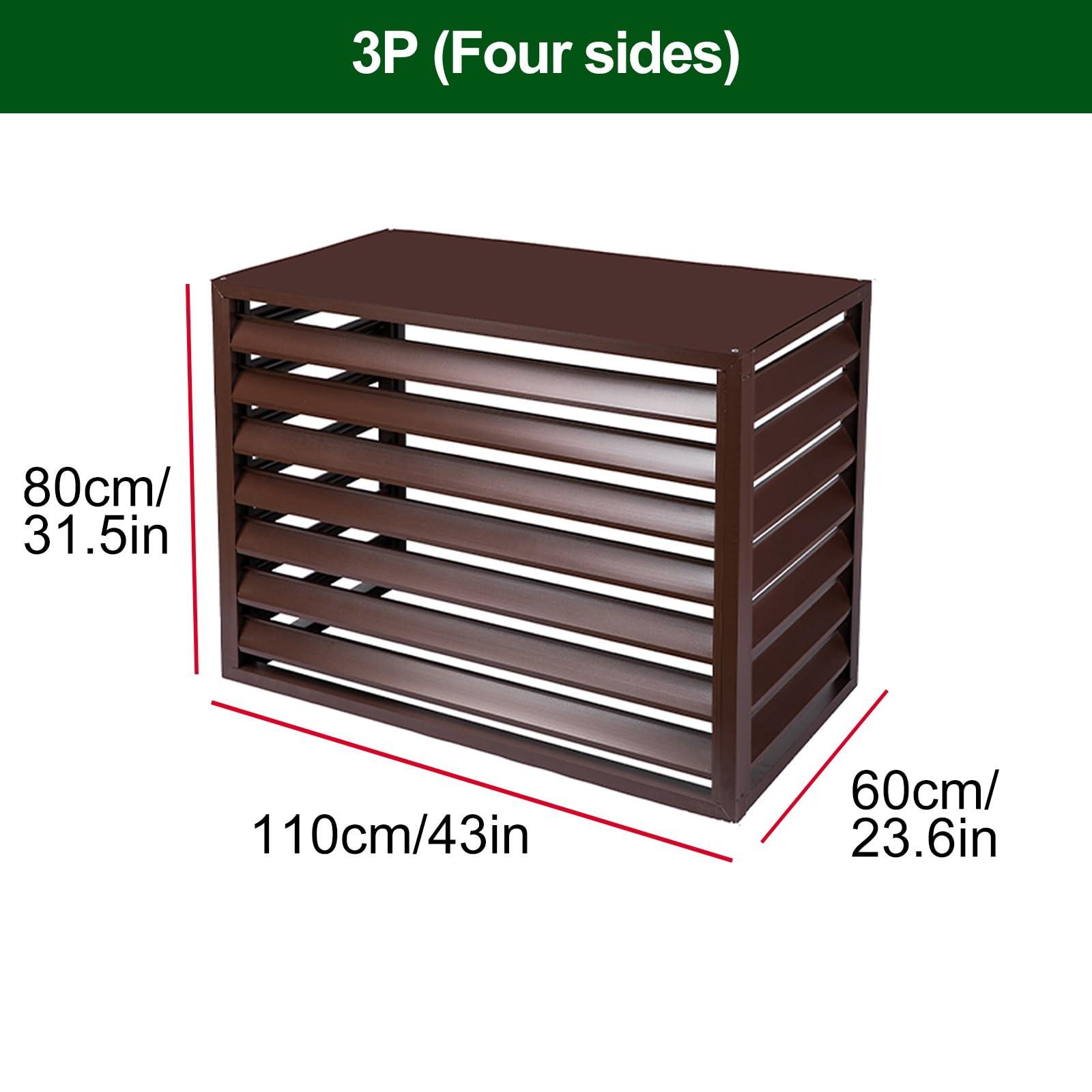 TRUNXUCL TRUNXUCL Aluminum Air Conditioner Covers for Outside Units, Anti Theft Sturdy Air Conditioner Privacy Fence Air Conditioner Fence for Outdoor (Color : Brown, Size : 110x80x60cm/43x32x24in)