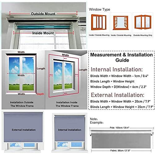 WAHHWF Reflective Window Roller Shade One Way Mirror, Sun Blocking Anti-UV Heat Reducing Roll Up Blinds for Home/Office, 33.4 37.4 41.3 45.2 49.2 53 57 61 inch Wide (Size : 115cmx260cm(45.2"x102.3"))