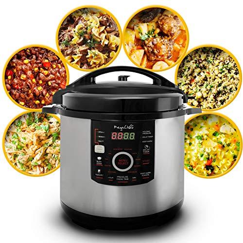 Megachef MegaChef 12 Quart Digital Pressure Cooker with 15 Preset Options and Glass Lid, Silver