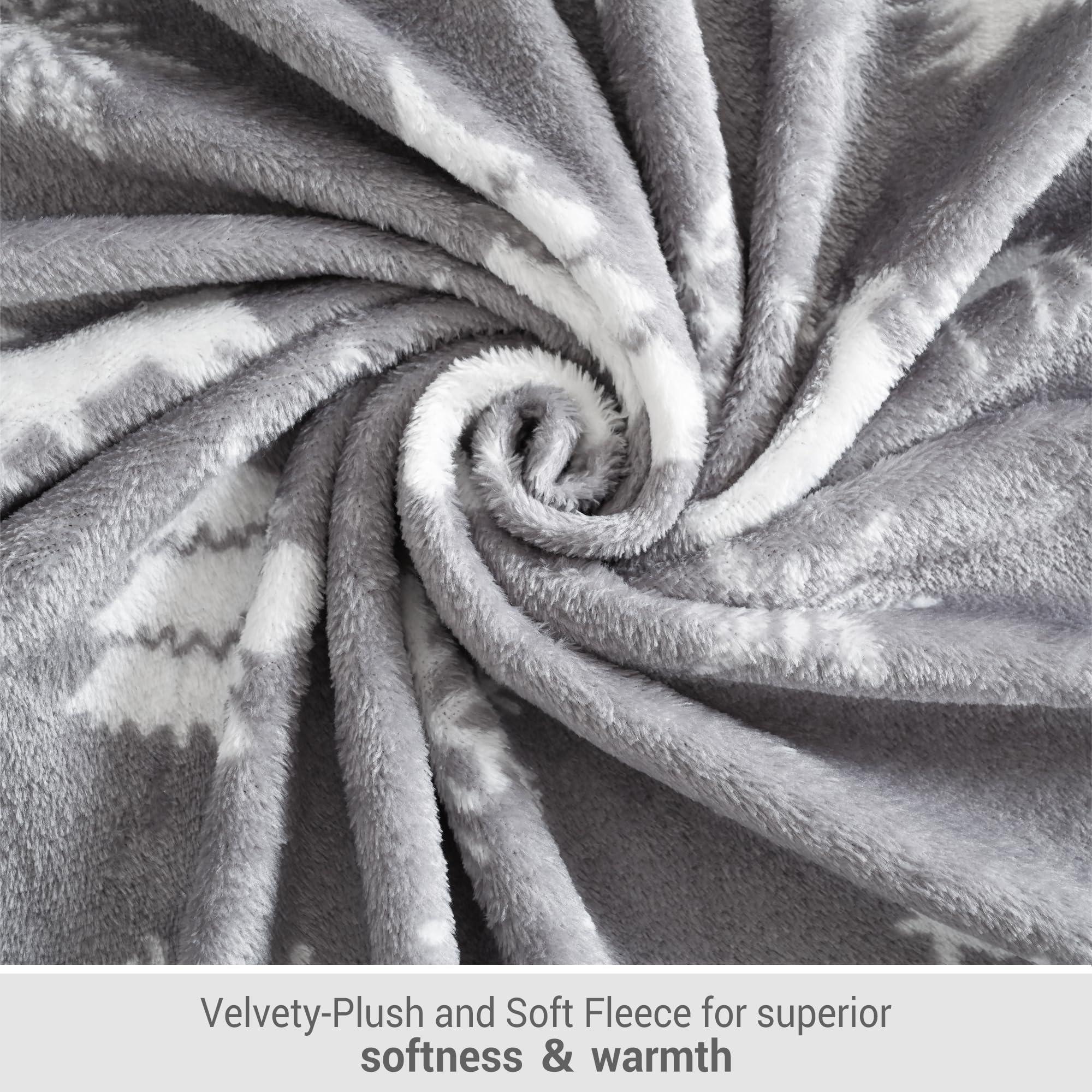 Softan Softan Full Micro Fleece Sheets Set, Christmas Full Size Bed Sheet Set, Plush Velvet Fleece Sheet Set with 15" Deep Pocket Fitted Sheet, Flat Sheet, 2 Pillowcase, Soft and Warm, Deer Print Grey