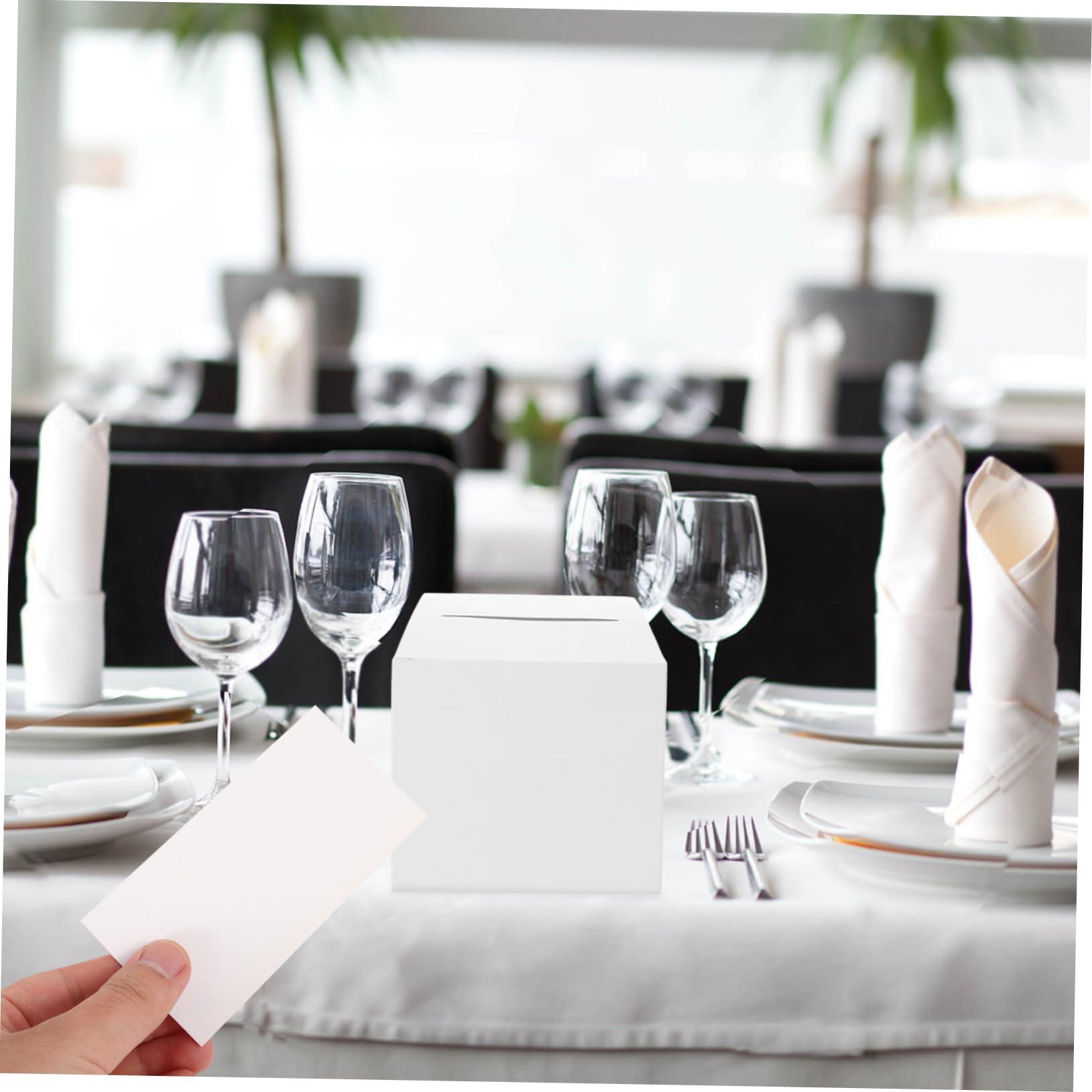 OKUMEYR OKUMEYR 4 Sets Raffle Ticket Card Box Wedding Wishing Well Bridal Card Holder Ballot Boxes Anniversary Cards Container Greeting Cards Container Business Card Holder Paper White