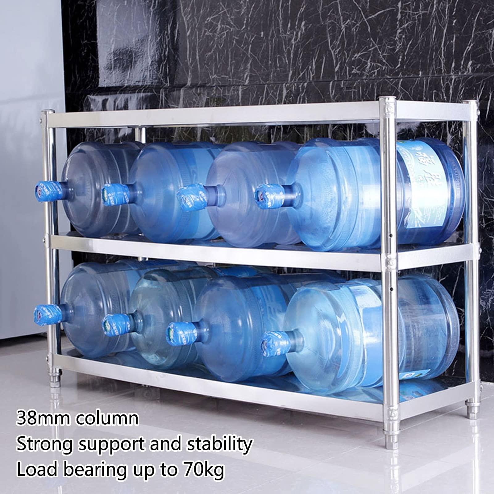 GOCHUSX GOCHUSX Stainless Steel Shelf, Kitchen Storage Rack, 3-Tier Shelving Units and Storage, Standing Shelving Work Table for Kitchen Garage Office(90X30X80CM)