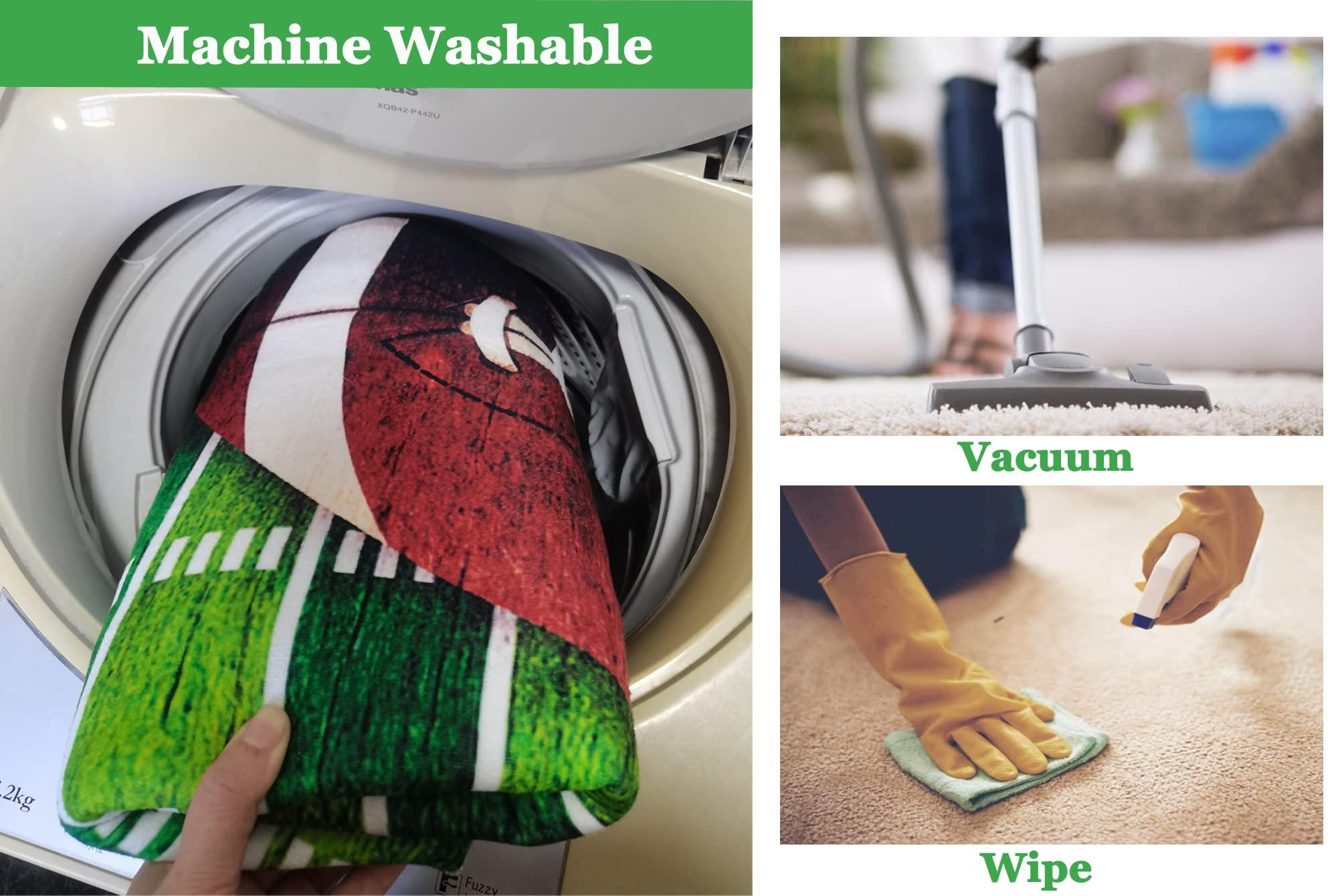 Goahke Football Field Rug Bedroom Area Rug Helmet and Football Rug for Living Room Stars and Stripes Sports Carpet Patriotic Floor Mat 63"x 79"