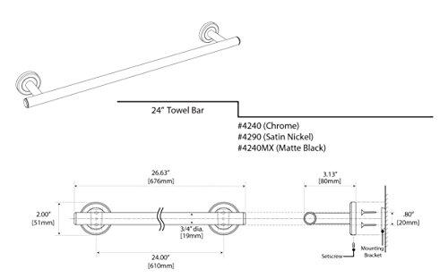Gatco Gatco 4240MX Latitude II 24" Towel Bar, Matte Black