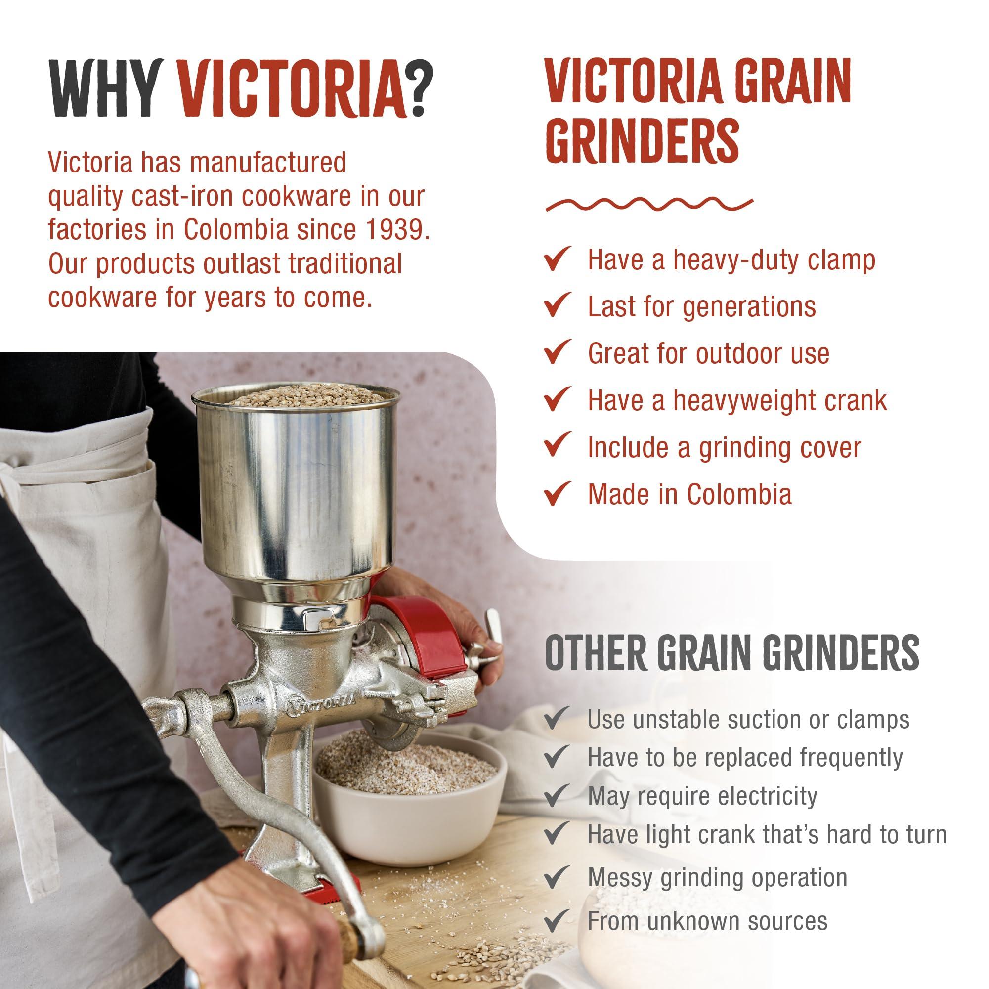 Victoria Victoria Manual High-Hopper Grain Grinder, Made in Colombia, Silver