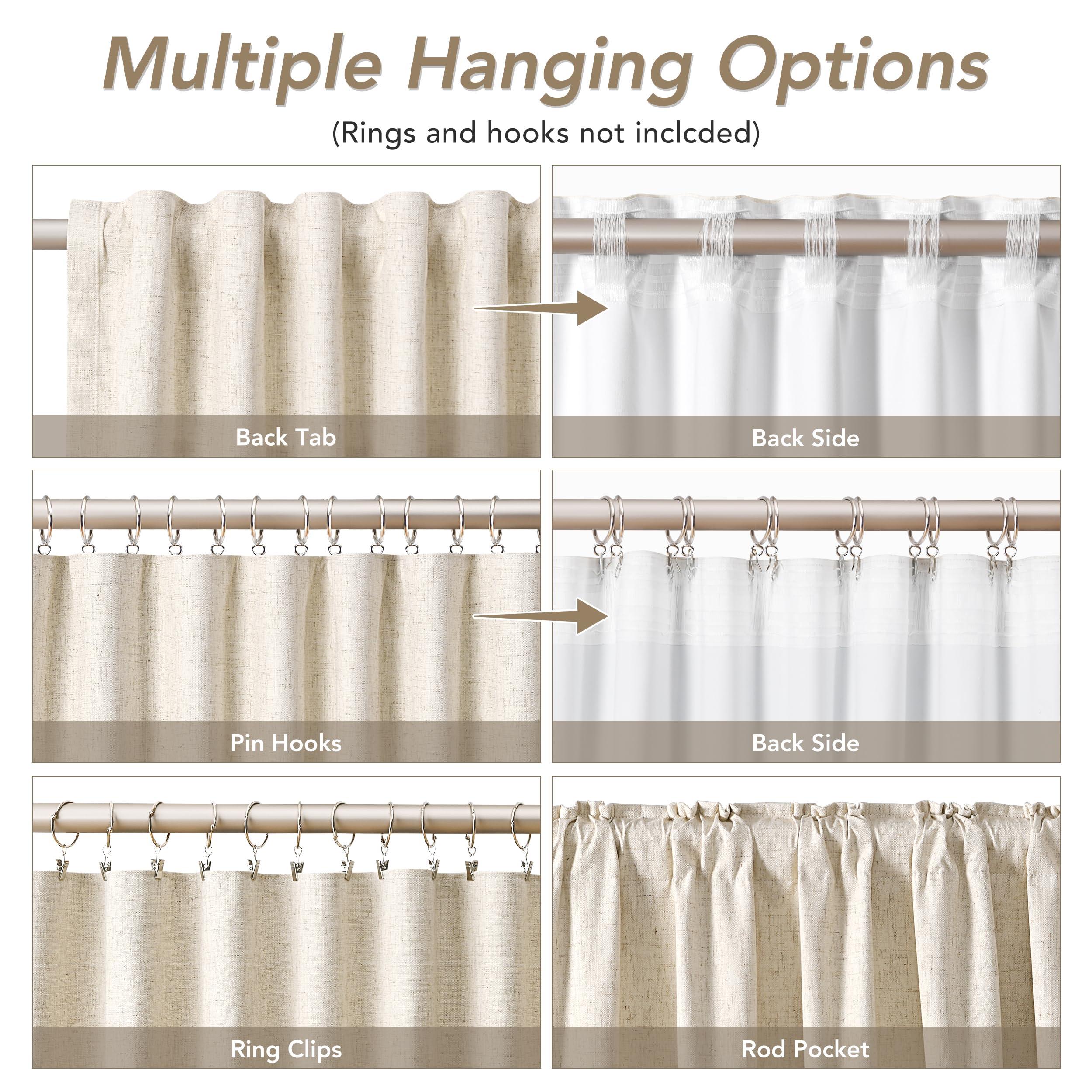 Nanspring Beige Linen Blackout Curtains for Bedroom 96 Inch Length 2 Panels Set Back Tab Pocket Neutral Farmhouse Living Room Darkening Curtains Track System Thermal Insulated Black Out Drapes 52x96