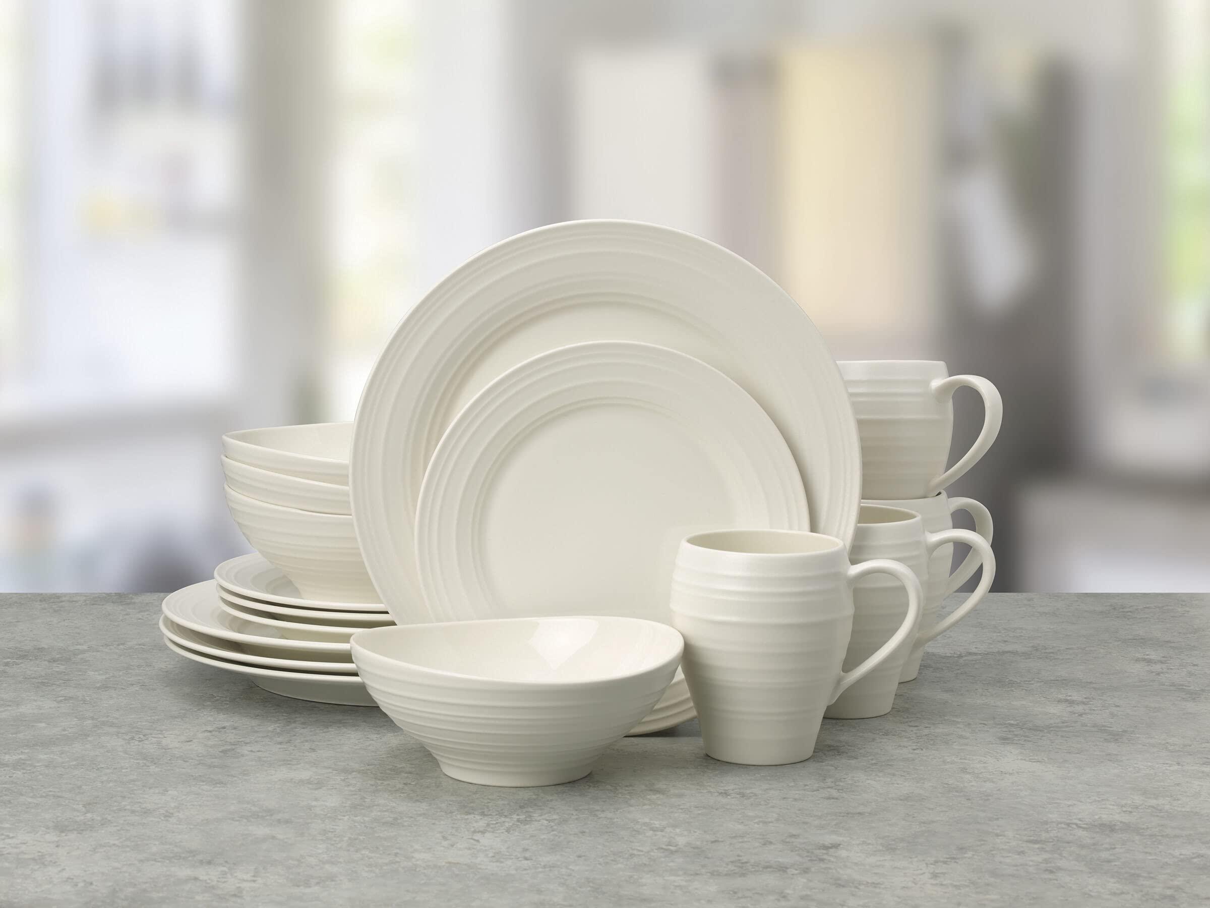 Mikasa Mikasa Swirl White 16 Piece Dinnerware Set, Service for 4