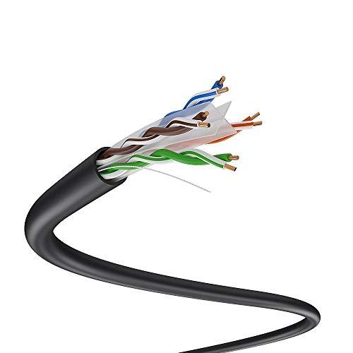 DRIPSTONE Dripstone 1000ft CAT6 Outdoor Direct Burial Solid Cable 23AWG Waterproof Wire HDPE Insulated Polyethylene (PE) for Indoor/Outdoor Installations, Black