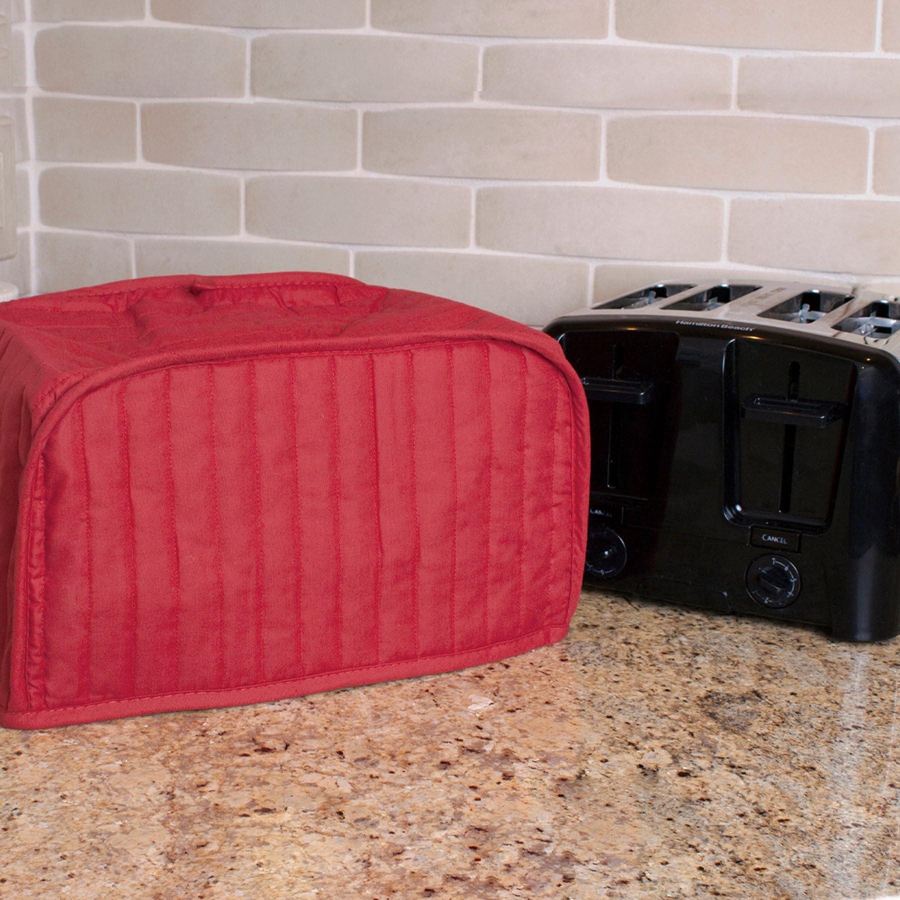 Ritz Ritz Premium Universal Four Slice Toaster Cover, 11.25\" x 7.25\" x 10.5\", Polyester and Cotton Quilted, Fingerprint Protector, Super Soft Appliance Cover And Dust Cover, Paprika Red