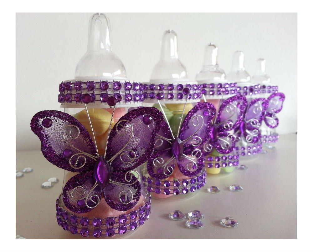 RANADID 12 Purple Fillable Butterfly Bottles Baby Shower Favors Prizes Girl Decorations