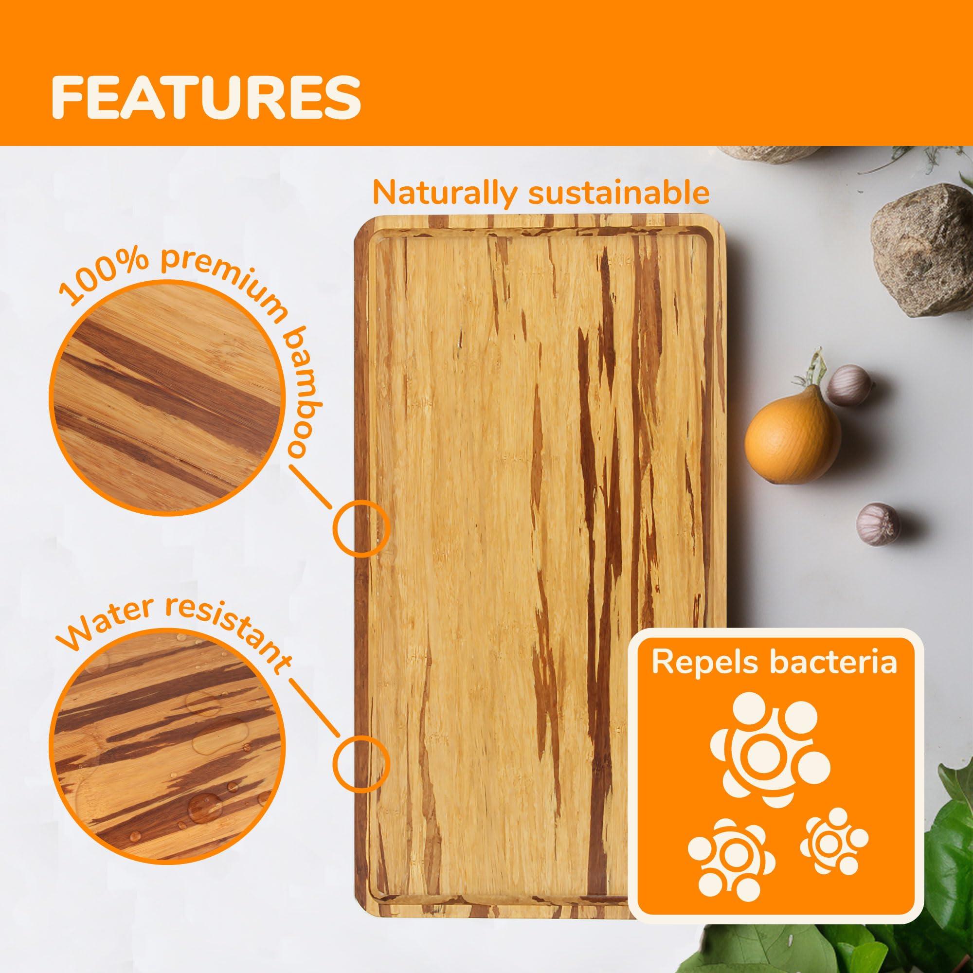 BambooMN BambooMN Rectangular Nested Bamboo Serving Tray - Tiger Stripe - 9 x 9 x 0.75-10 Trays