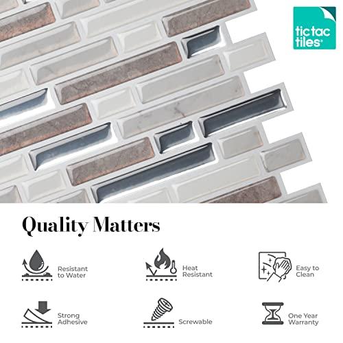Tic Tac Tiles Tic Tac Tiles Peel and Stick Self Adhesive Removable Stick On Kitchen Backsplash Bathroom 3D Wall Tiles in Como Pebble (10 Sheets)
