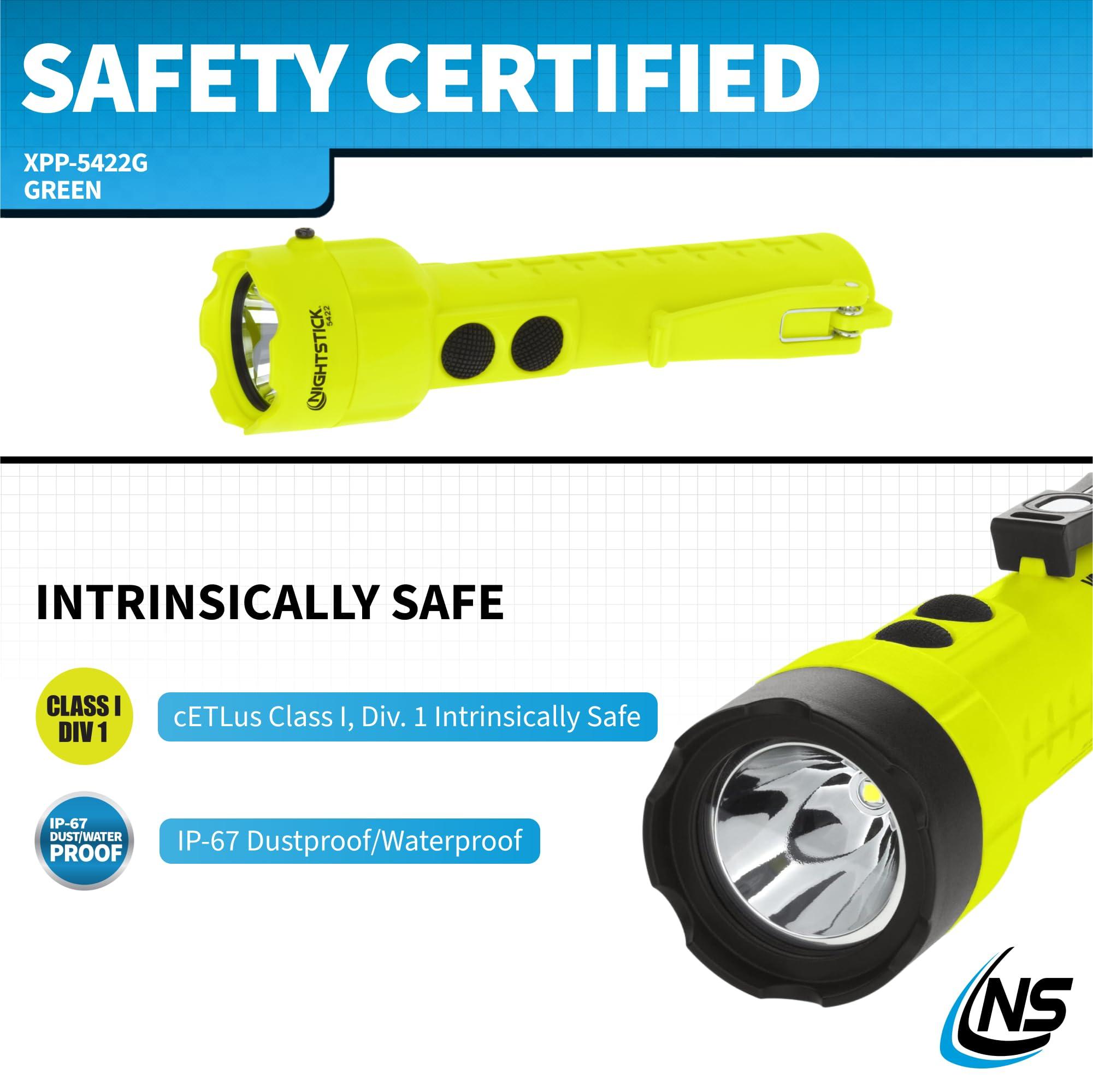 Nightstick Nightstick XPP-5422G 3 AA Intrinsically Safe Permissible Dual-Light Flashlight, Green