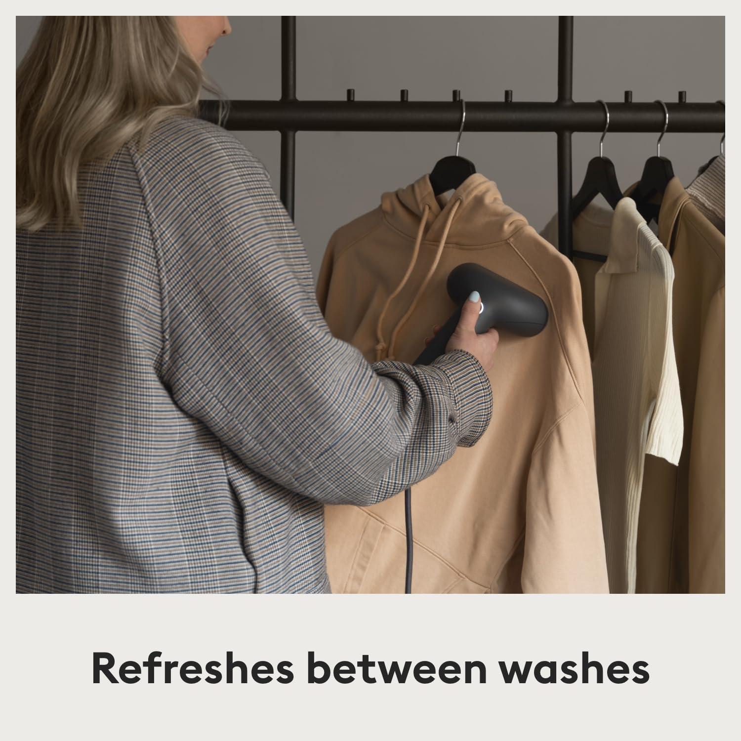 STEAMERY Steamery Handheld Clothes Steamer Cirrus 3, 1200W, US Plug, Heated Ironing Plate, Fast Heat Up, Garment Wrinkle Remover (Black)