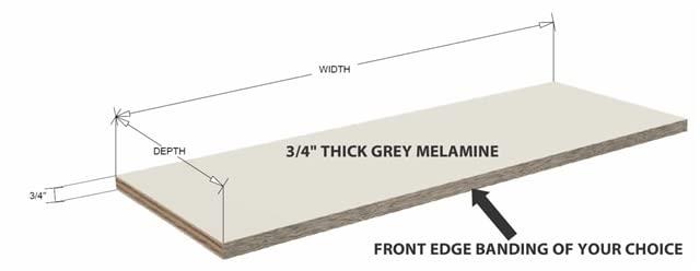 HomeLoft Basics Melamine Cabinet-Closet Shelf - Custom Order (16 Inch Depth, 28 Inch Length)