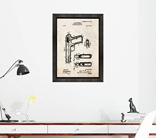 Frame a Patent Colt Model 1903 Pocket Hammerless Automatic Pistol Patent Art Old Look Print in a Beveled Black Wood Frame (16\" x 20\") M10084