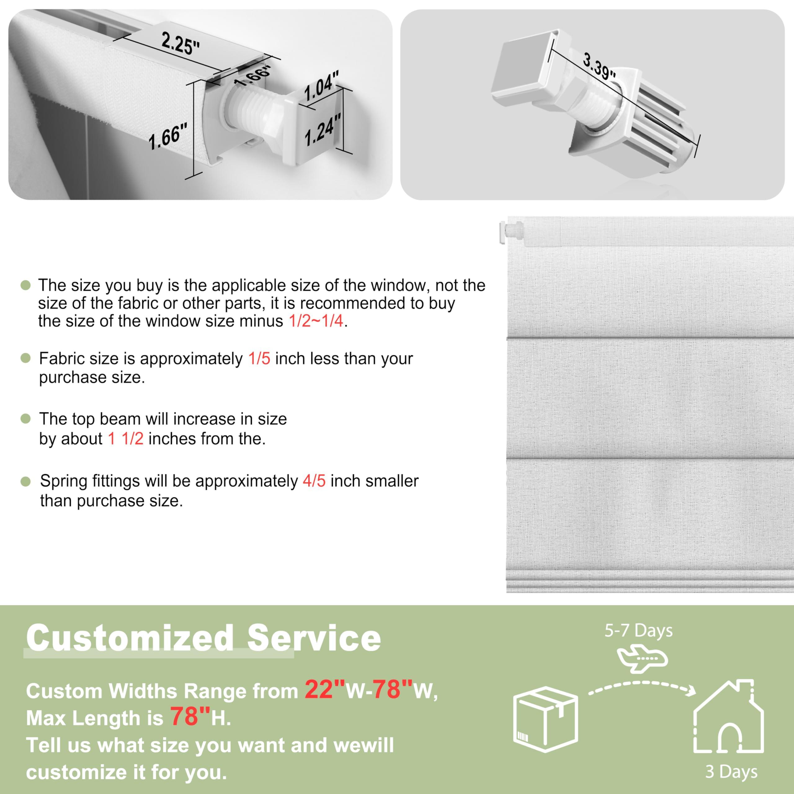 Sulugood Sulugood No Drill Roman Shades for Windows No Tools Roman Shades, UV Protection, Privacy, Thermal Insulation Roman Blinds, Easy to Install,Blocking Roman Blinds for Home 70Blackout-Gray 76"W x 36"H