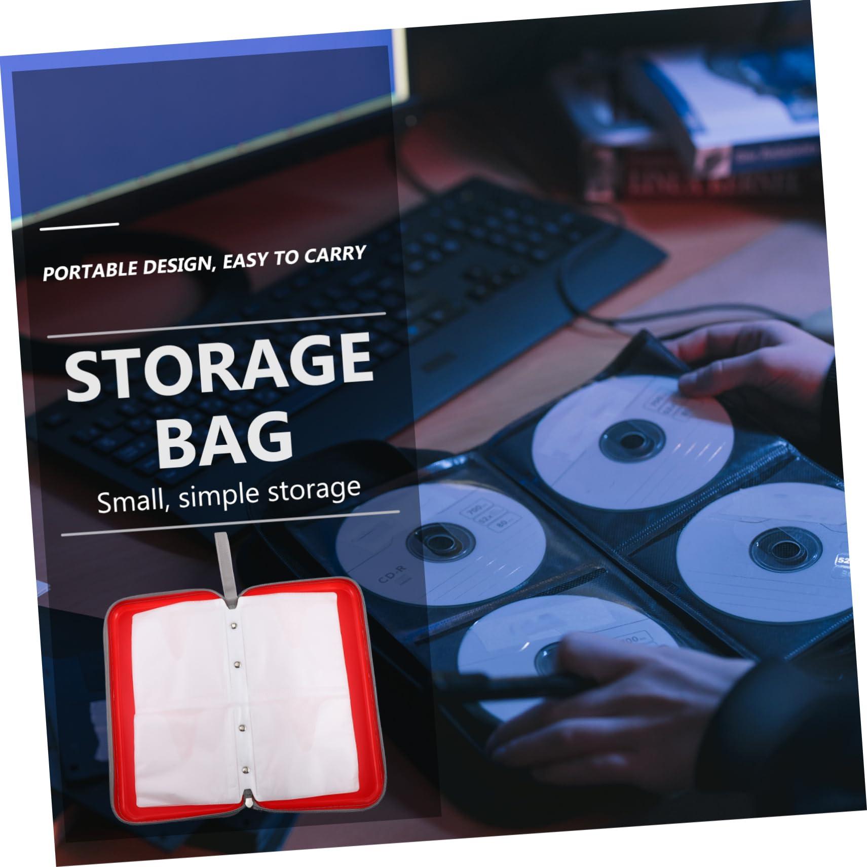 ROMISBABA ROMISBABA CD Package CD Organizer Blank Cassette Empty Cases Big Capacity Bag Blank CD Case Organizer CD Storage Case Disc Storage Bag Media Storage Bags Wallets CD Case Red Plastic